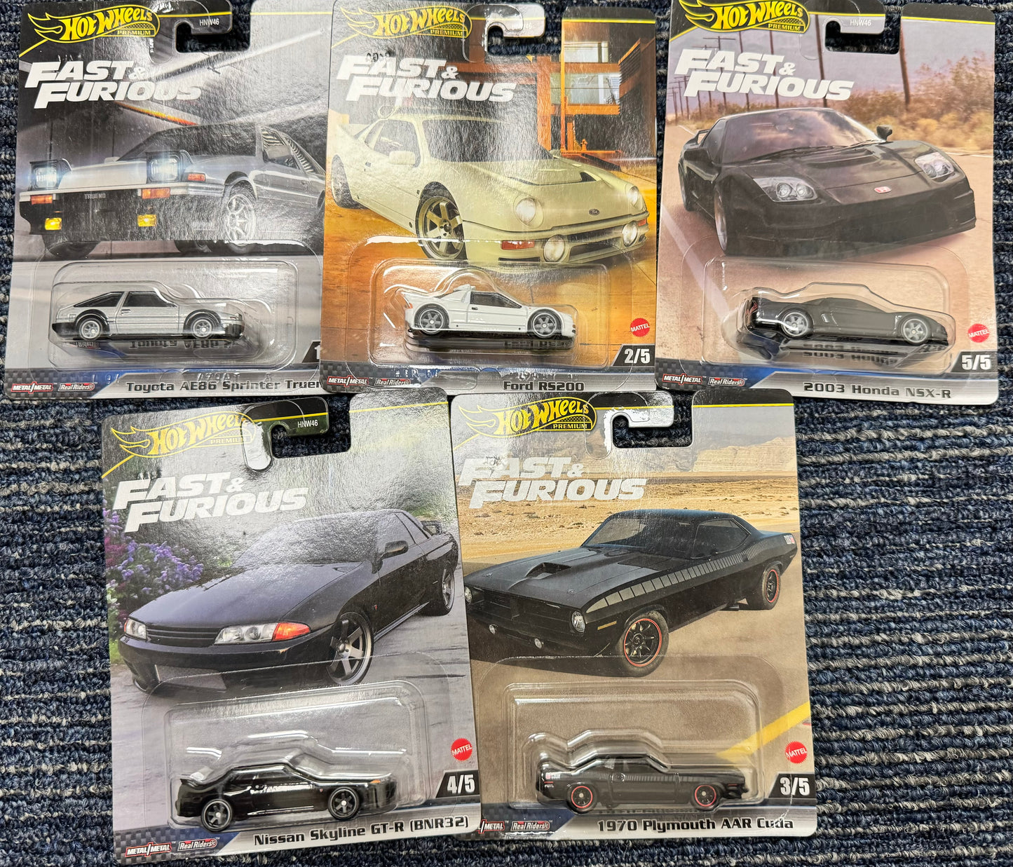 Hot Wheels Fast & Furious Premium 2024 E Set of 5 Cars HNW46-956E 1/64