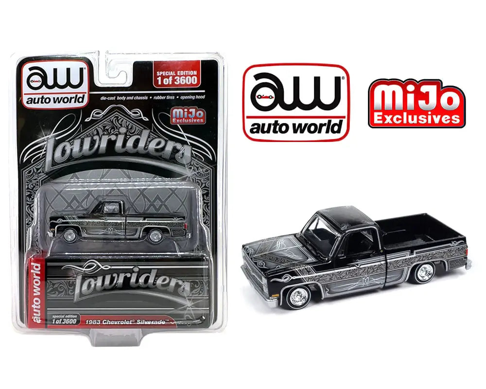 ***Preorder*** Auto World 1:64 1983 Chevrolet Silverado Lowriders Limited Edition 3,600 Pieces – Black – Mijo Exclusives