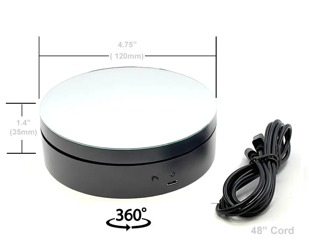 ***Pre-Order*** Mini Turntable 1:64 Scale Turntable Display 4.75" USB / BATTERY Compatible - Mirror Top