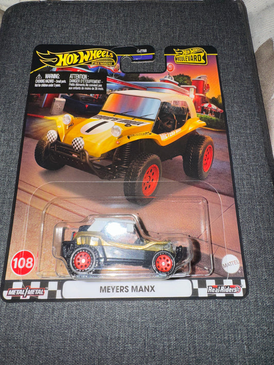 New 2024 Hot Wheels Premium Boulevard 108 MEYERS MANX Real Rider Gold Dune Buggy