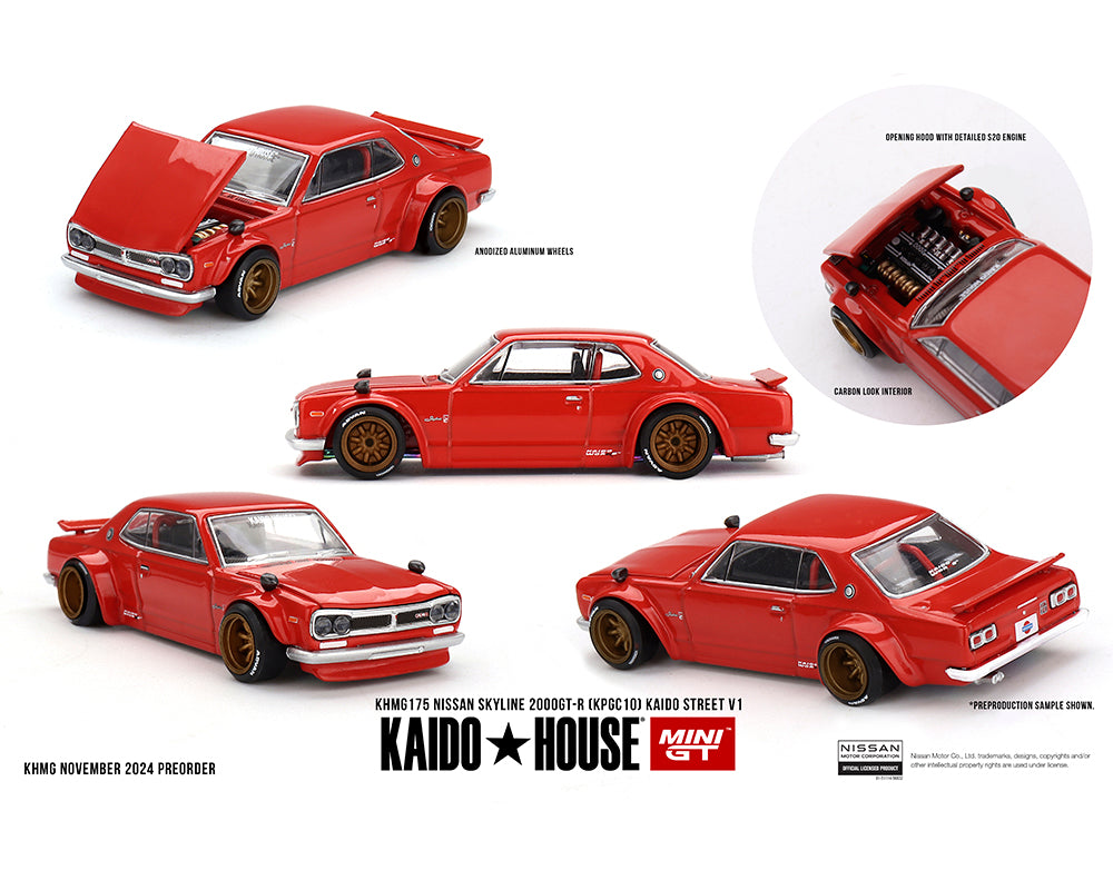 ***Preorder***Kaido House x Mini GT 1:64 Nissan Skyline 2000GT-R (KPGC10) Kaido Street V1- Red