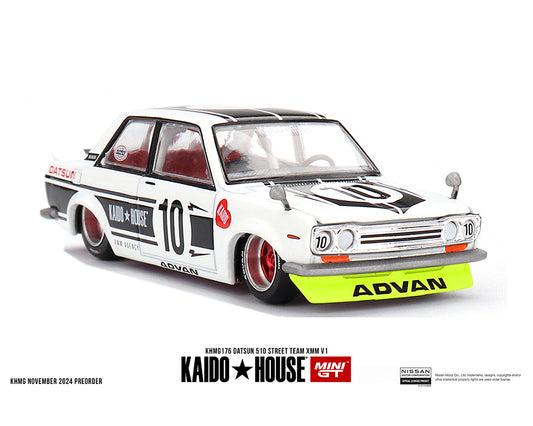 ***Preorder*** Kaido House x Mini GT 1:64 Datsun 510 Street Team XMM V1- White