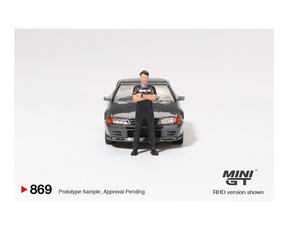 ***Preorder *** Mini GT 1:64 Nissan Skyline GT-R (R32) Nismo Gunmetal W/ Matsuda Figure – Tsugio Matsuda Collection